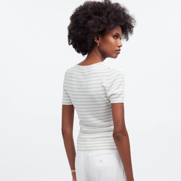 Madewell Micro-Rib Striped Sweater Tee in Monument Size S NWT - Picture 2 of 11